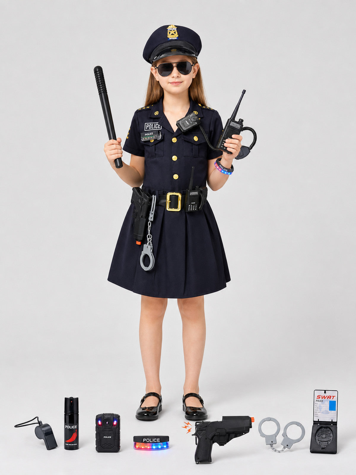 Police Costume with Accessories, Dark Navy on-model view