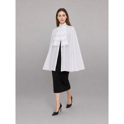 White Blouse with Jabot and Long Sleeves