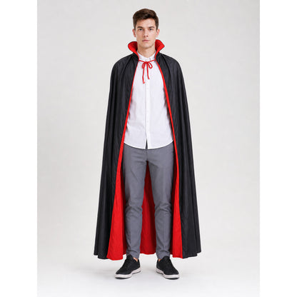 Black-and-Red Hooded Costume Cloak