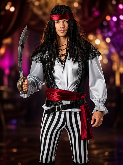 HD11006 Pirate Costume with Vest and Pants for Cosplay on-model view