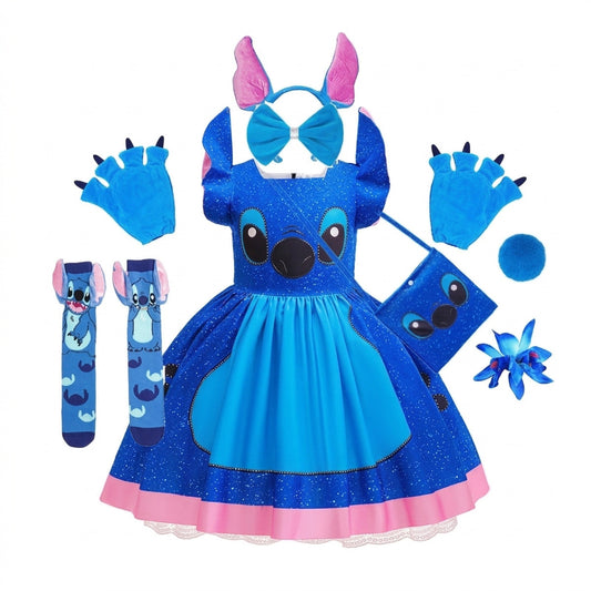 Girls' Stitch Cosplay Dress Cute Cartoon Movie Same-Style Costume for Halloween Carnival Stage Performances & Kids' Dress-Up - Color:As Picture Show 9