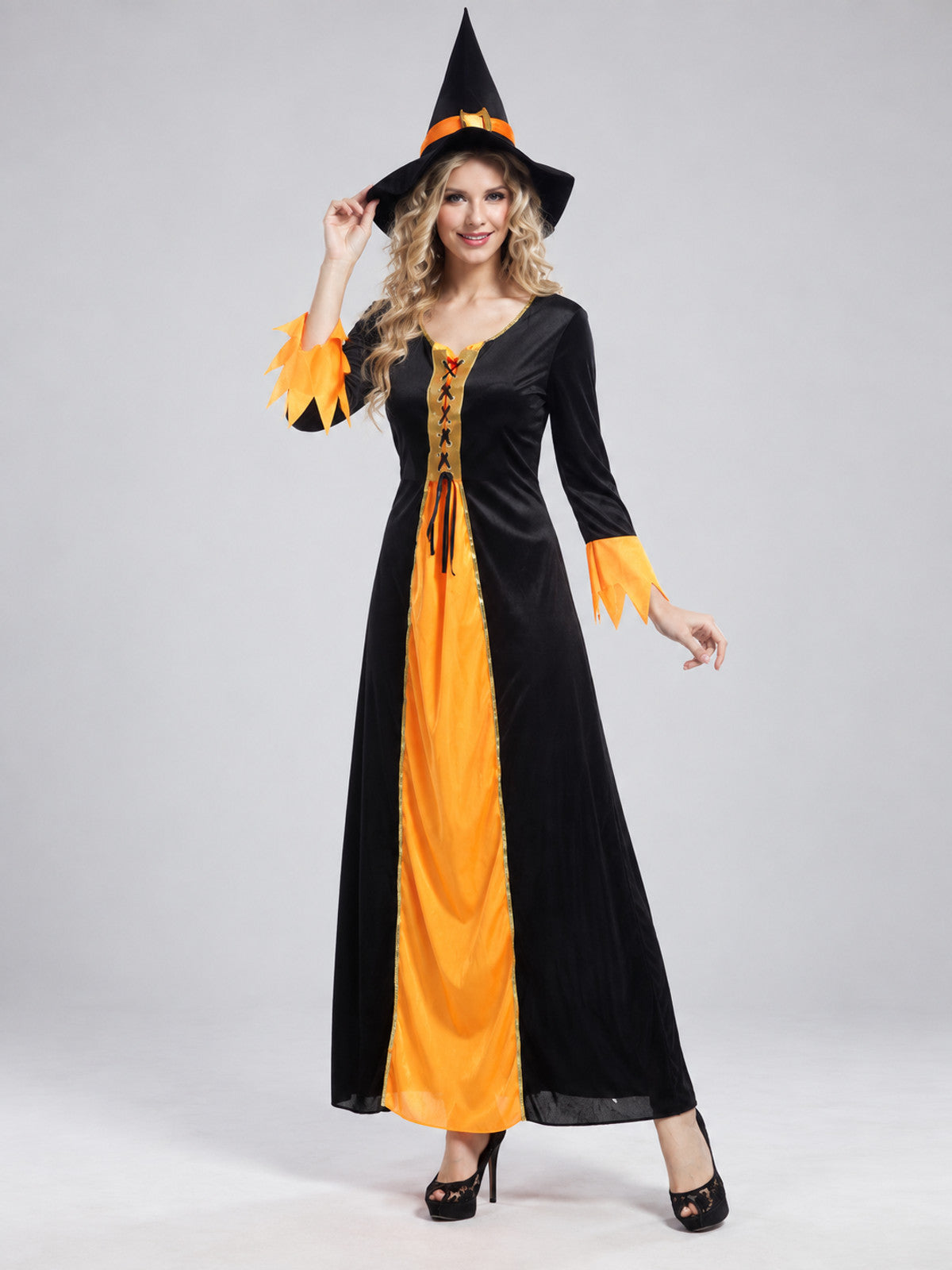 Adult Gothic Witch Halloween Costume with Hat