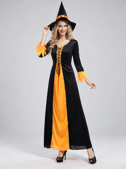 Adult Gothic Witch Halloween Costume with Hat