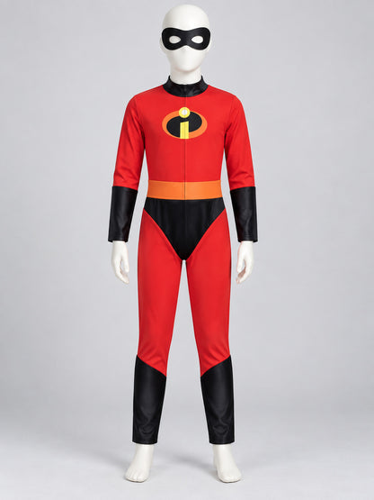 Kids' Superhero Costume Red with Mask and Belt