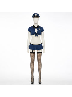 Police Costume with Crop Top and Pleated Skirt
