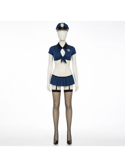 Police Costume with Crop Top and Pleated Skirt main product view