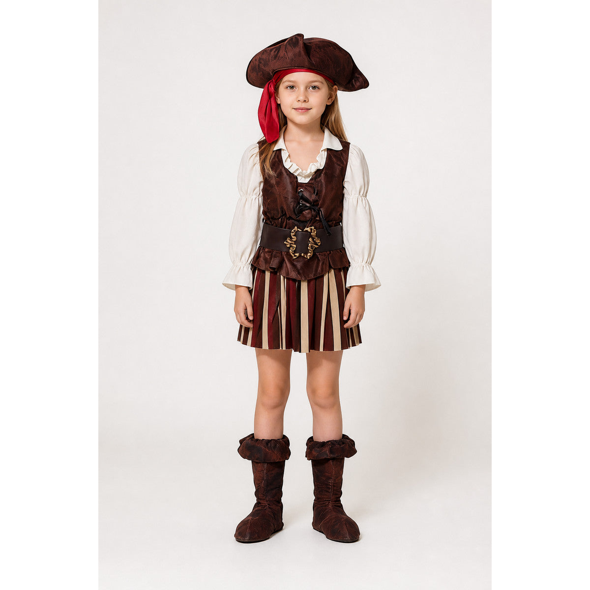 Children’s Pirate Costume with Striped Skirt and Hat main product view