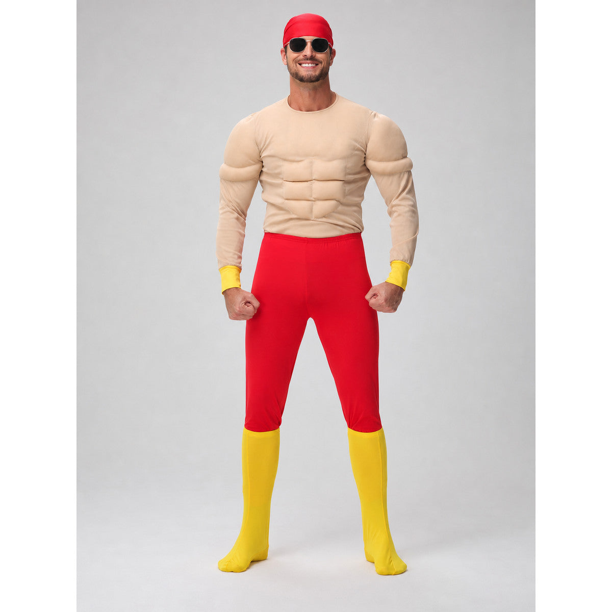 Stage Costume with Sculpted Muscles, Red and Yellow