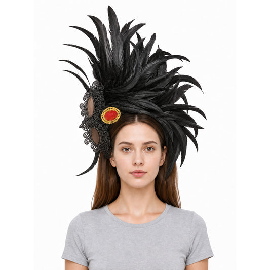 Carnival Headpiece with Black Feathers