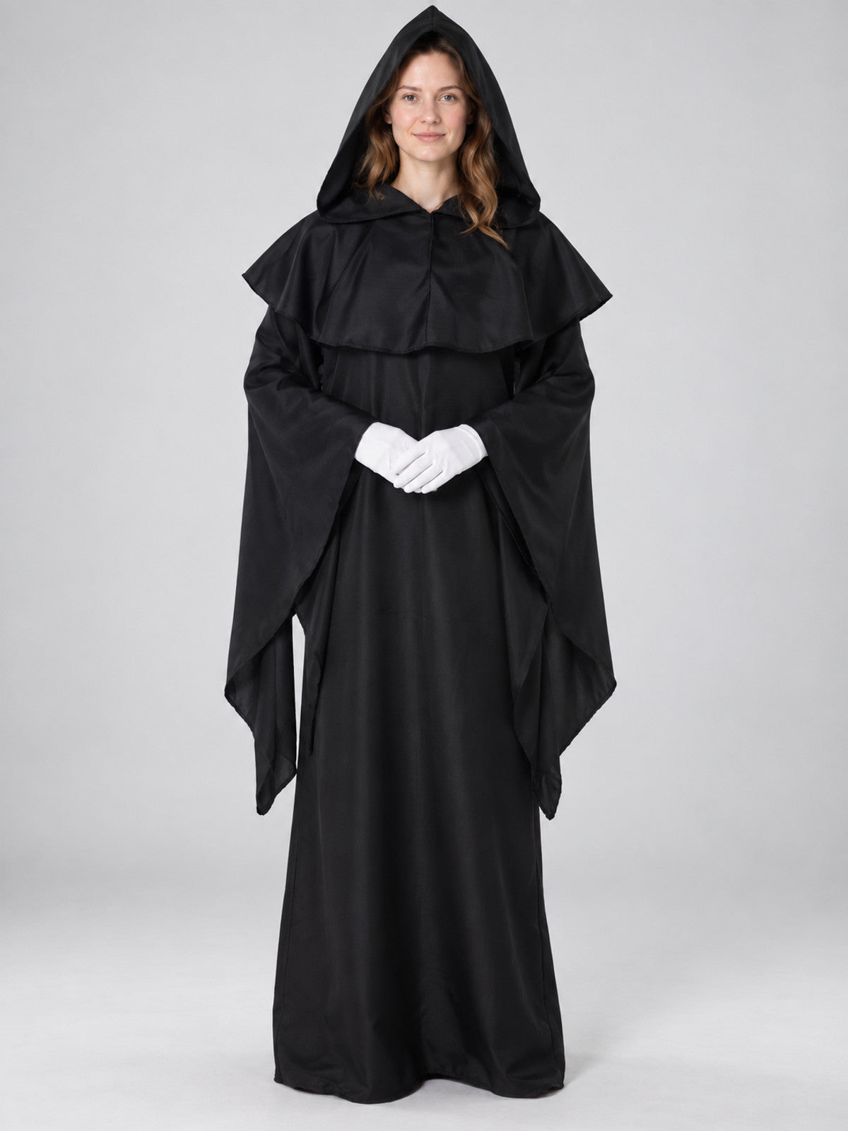Black Wizard Costume with Hood and Gloves
