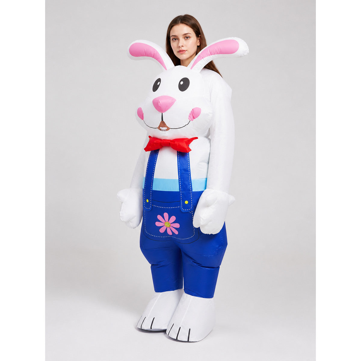 Inflatable Easter Bunny Costume with Ears and Flowers main product view