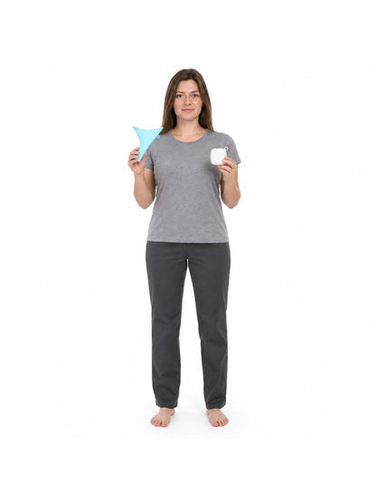 Funnel-shaped urination device with a wavy edge, wide opening, and tapered spout