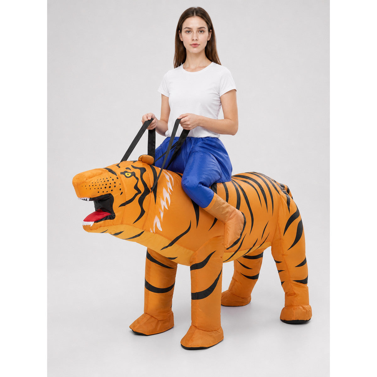 Inflatable Riding Tiger Costume, One Size on-model view