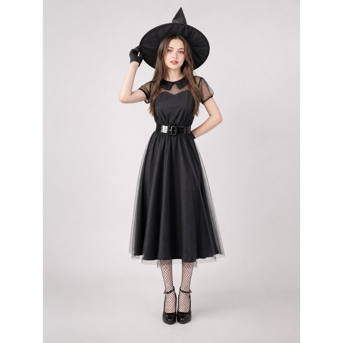 Halloween Witch Dress with Hat and Gloves