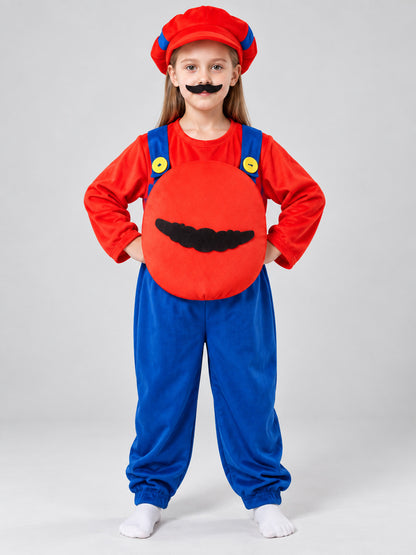 Kids' Super Mario Carnival Costume with Mustache and Hat