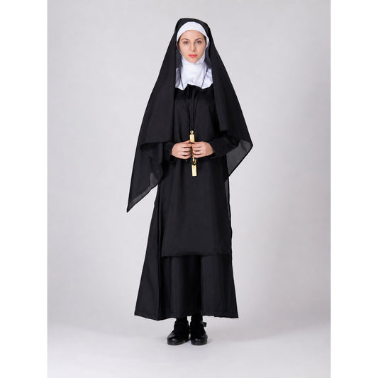 Religious-style costume with veil and cape