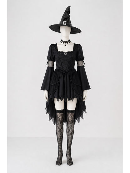 Witch Costume: Dress, Hat, Choker, and Stockings main product view