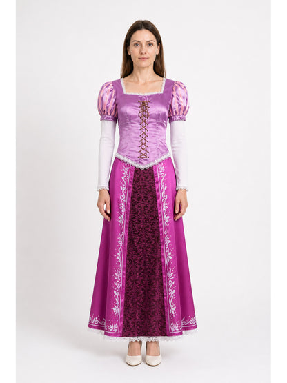 Rapunzel Dress with a Square Neckline and Puff Sleeves main product view