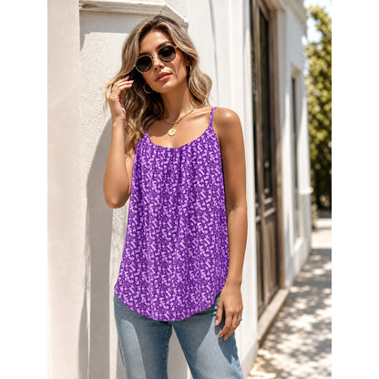 Women’s Purple Strappy Top with Floral Print main product view