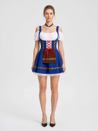 Carnival Strappy Dress with Folk-Style Trim on-model view