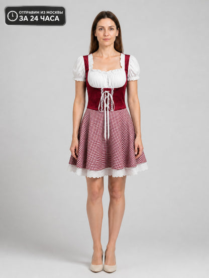 Oktoberfest Dress, Red and White Check, for Performances main product view