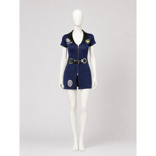 Dark Blue Short-Sleeve Police Costume on-model view
