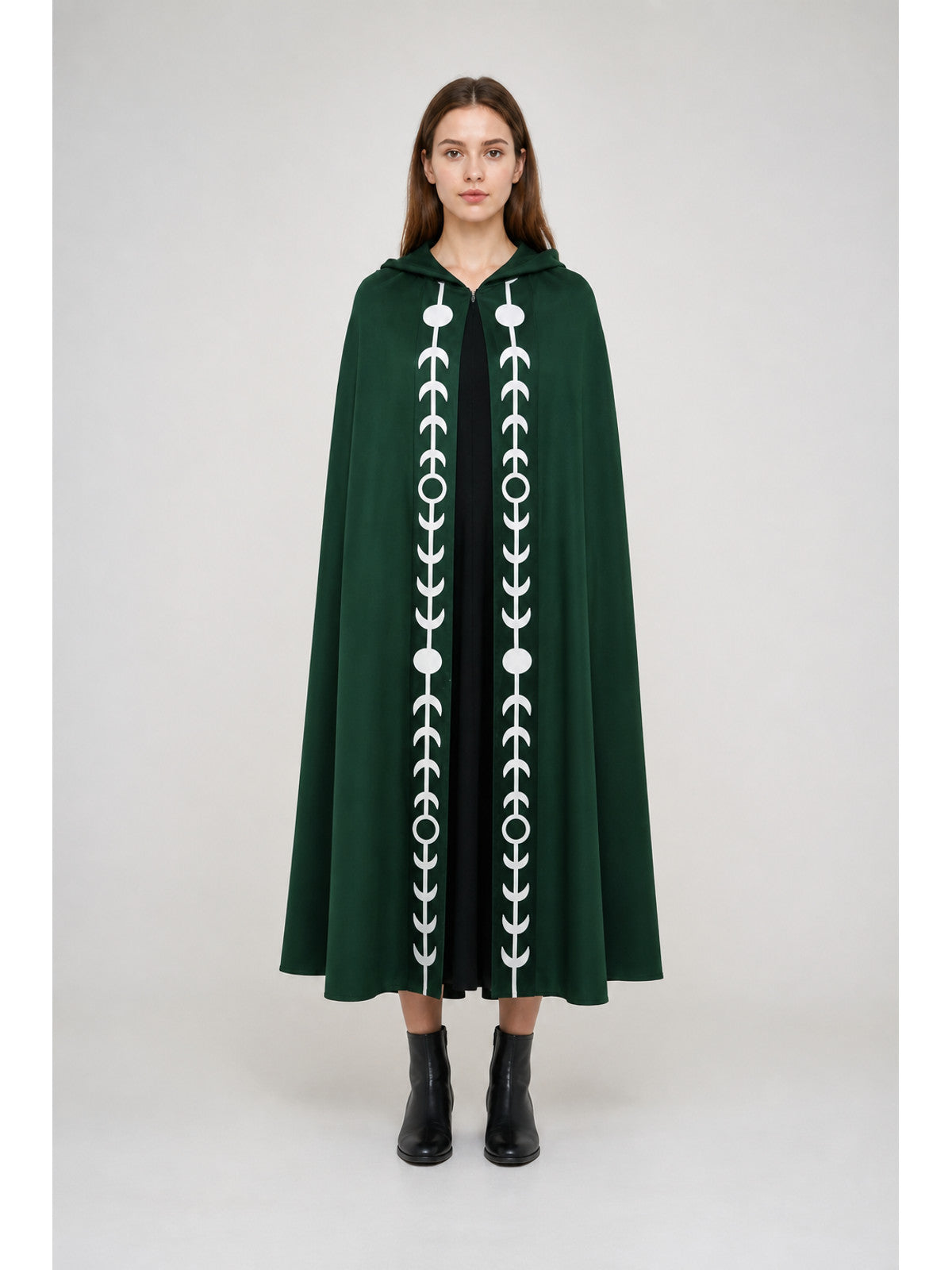 Hooded Cloak, Green with White Pattern main product view
