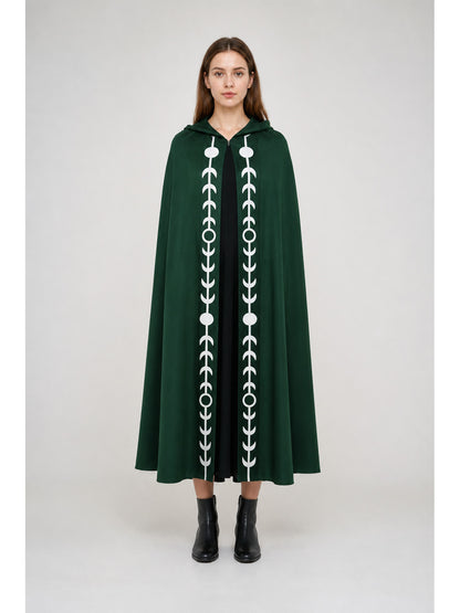 Hooded Cloak, Green with White Pattern main product view