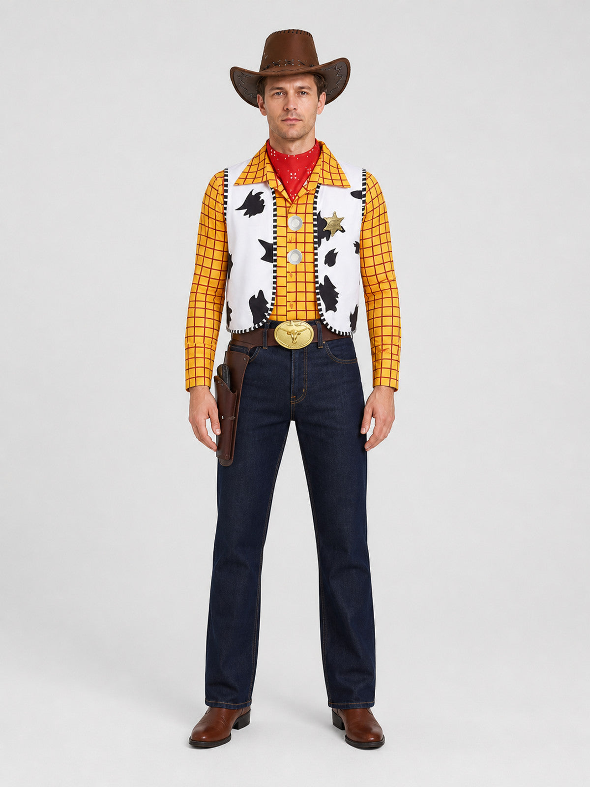 Woody Cosplay Costume, Clothing and Accessories on-model view