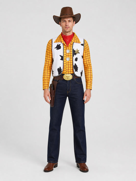 Woody Cosplay Costume, Clothing and Accessories on-model view