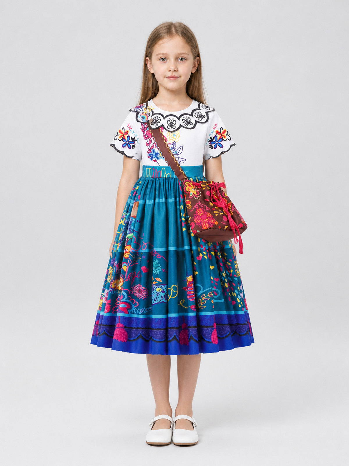 Children’s Carnival Dress with Handbag, Full Skirt on-model view