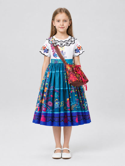 Children’s Carnival Dress with Handbag, Full Skirt on-model view