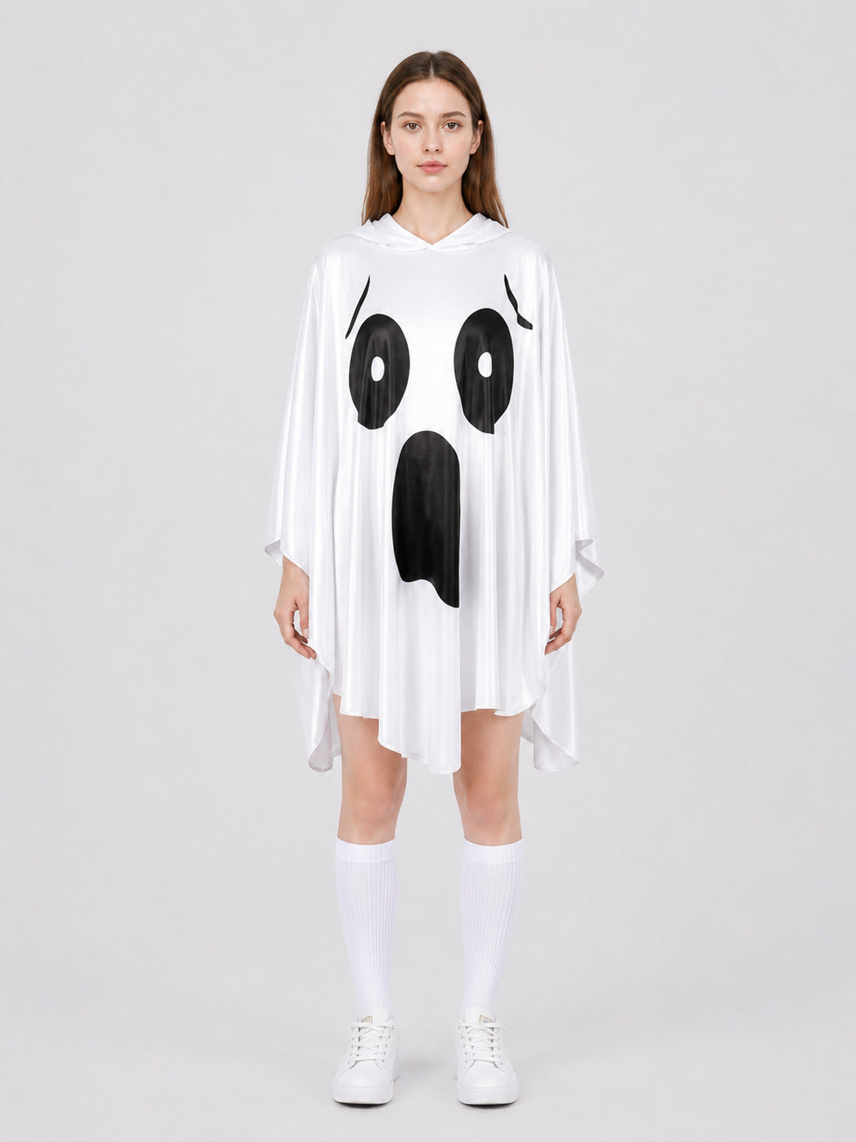 Ghost Costume with Hood and Wide Sleeves