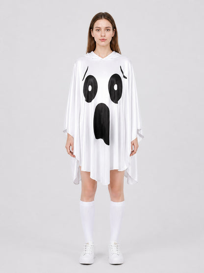 Ghost Costume with Hood and Wide Sleeves