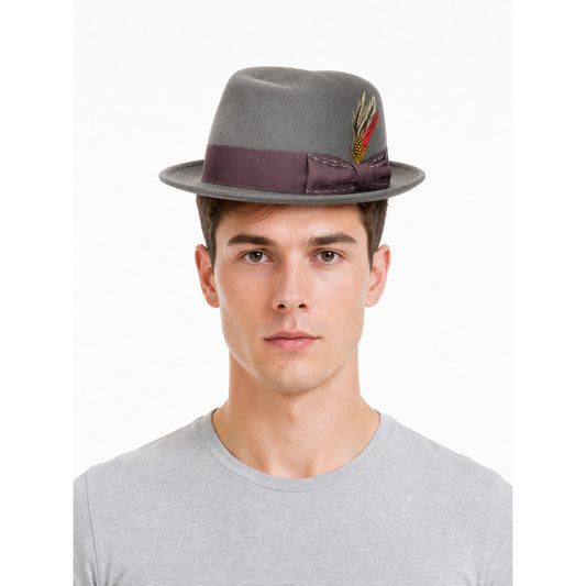 Carnival Fedora Hat with Feathers for Masquerade