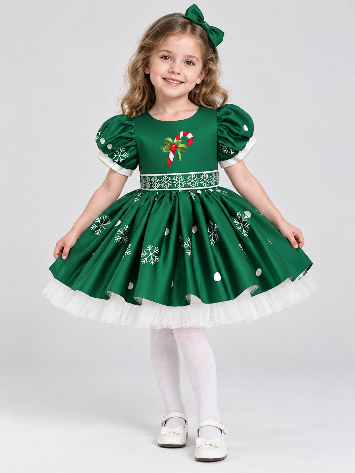 Kids' New Year Dress with Applique and Belt