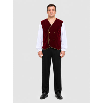 Russian Folk Stage Costume with Vest and Trousers on-model view