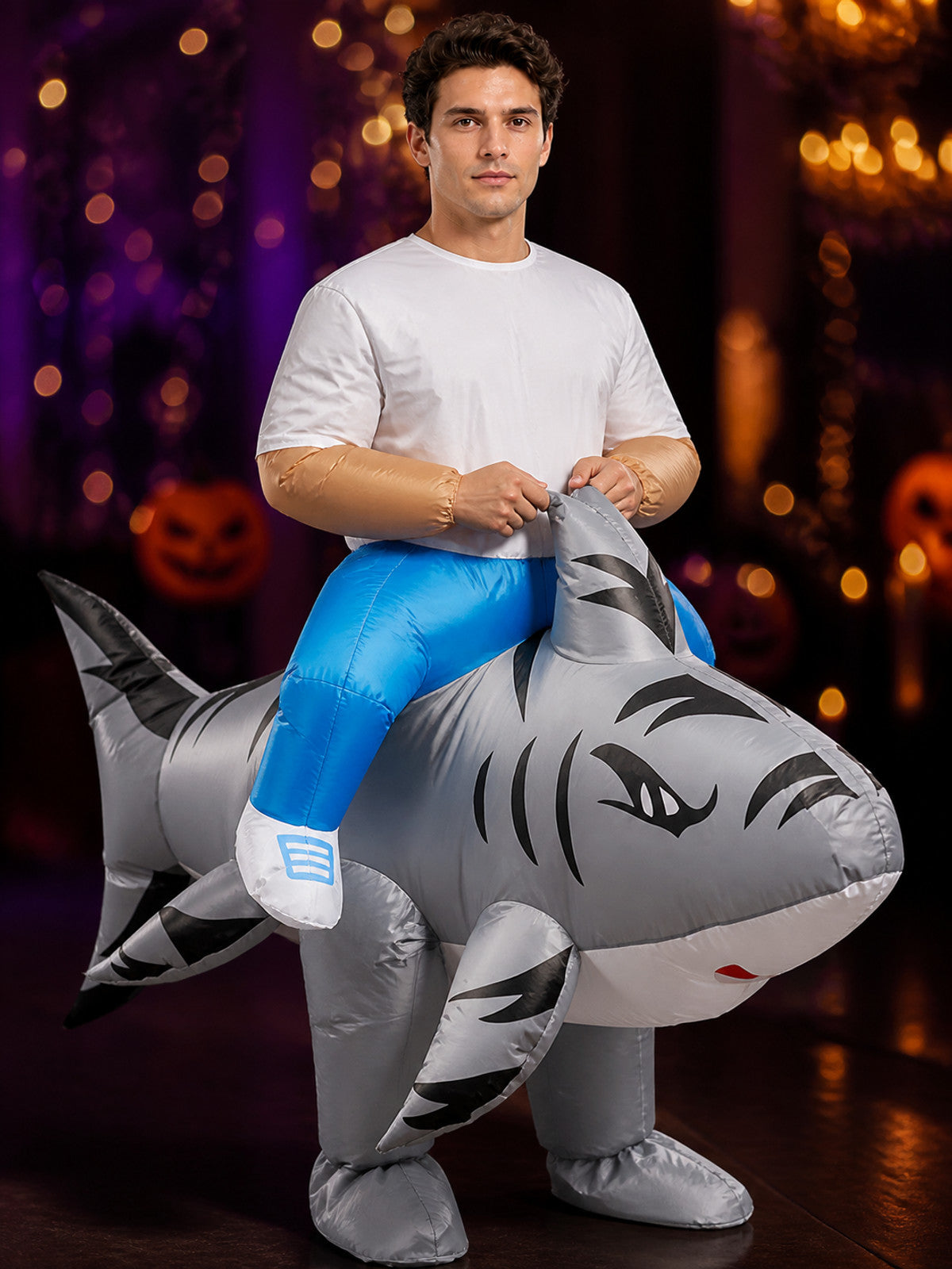 Unisex Gray Inflatable Shark Bodysuit Halloween Costume