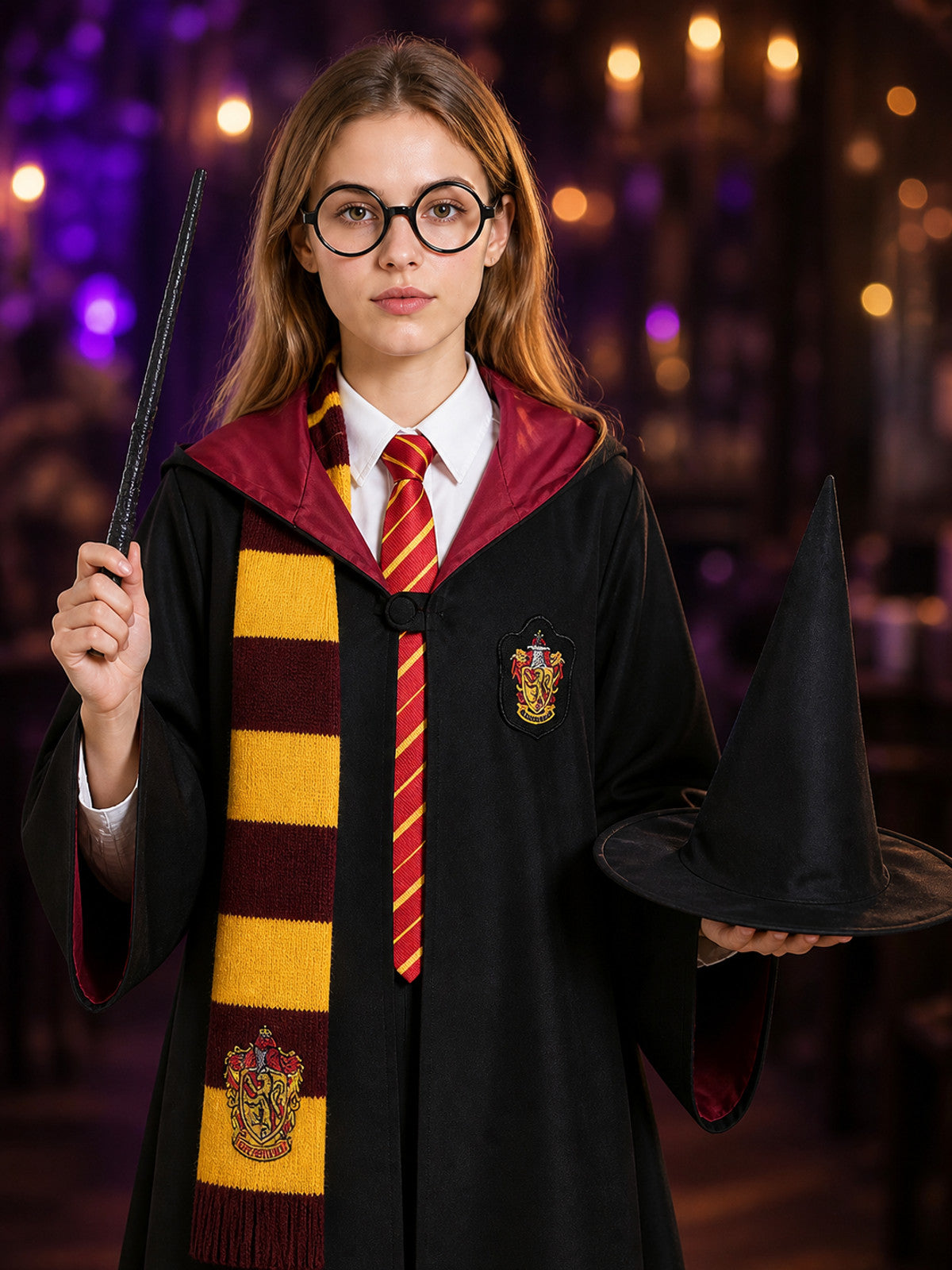 Harry Potter Gryffindor Robe for Cosplay and Halloween on-model view