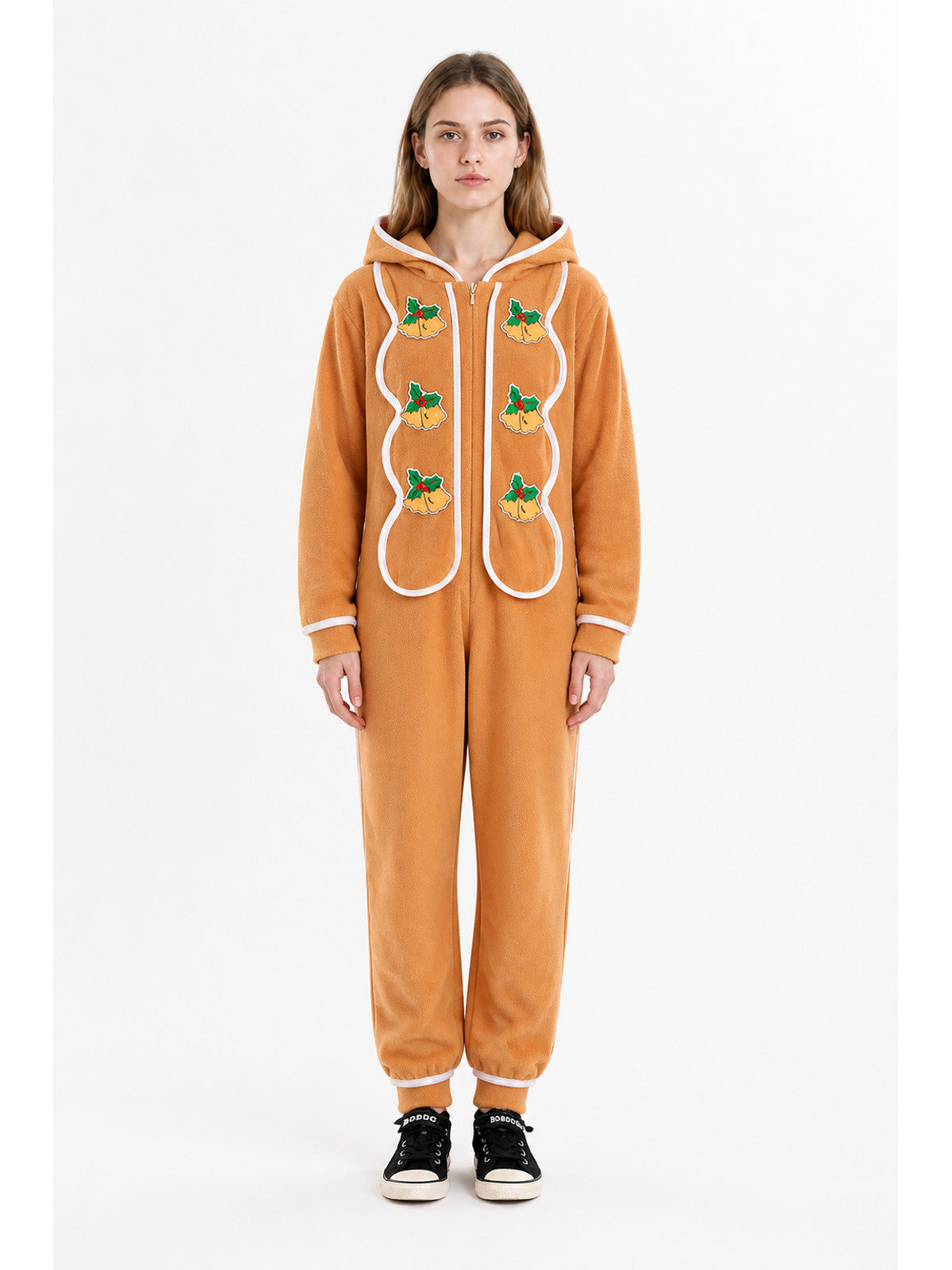 Christmas Jumpsuit with Hood and Gingerbread Print main product view