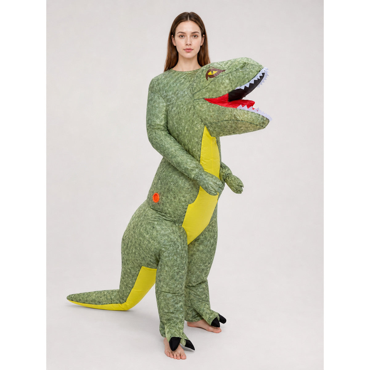 Green T-Rex Dinosaur Costume on-model view