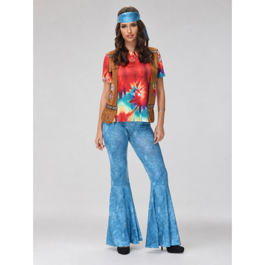 70s Disco Costume with Top, Vest, and Flared Pants