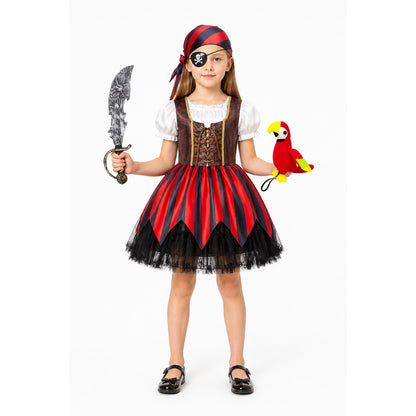 Pirate Costume with Striped Skirt and Accessories main product view