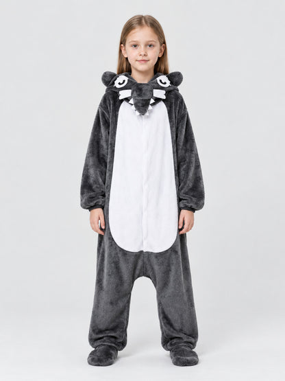 Insulated Hooded Pajama Jumpsuit with White Insert