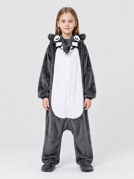 Insulated Hooded Pajama Jumpsuit with White Insert