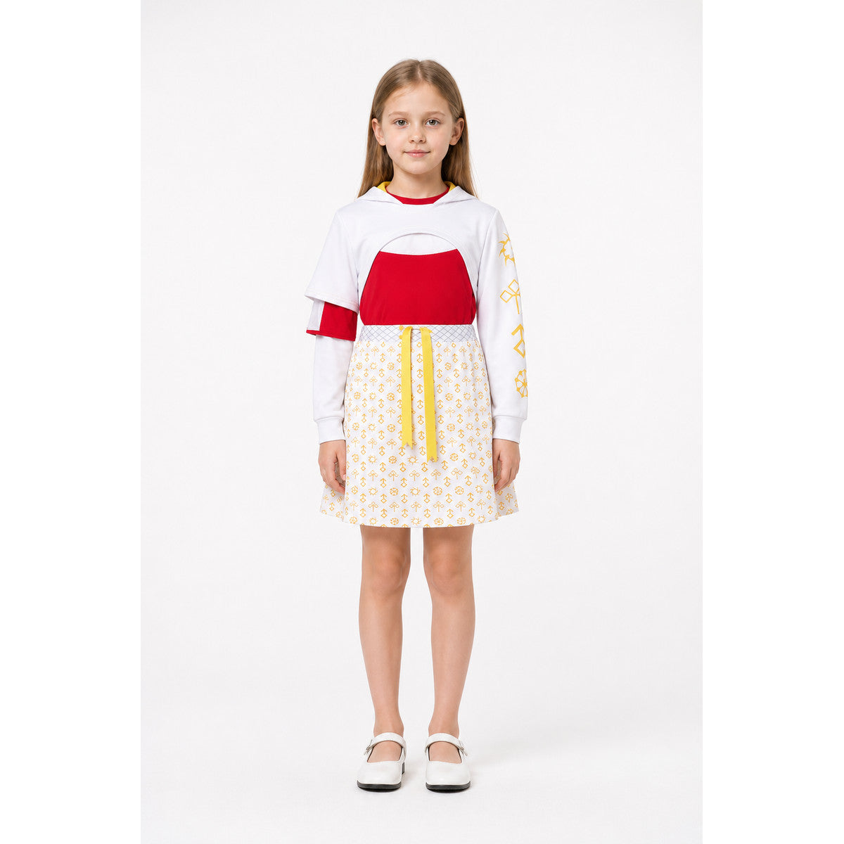 Zombie Cosplay Costume: White and Red, Asymmetrical Sleeves main product view