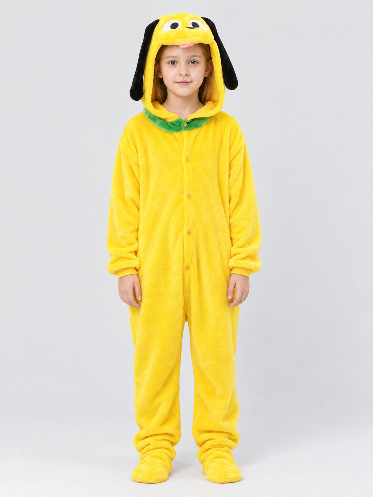 Yellow Kids' Hooded Pajama Jumpsuit with Ears