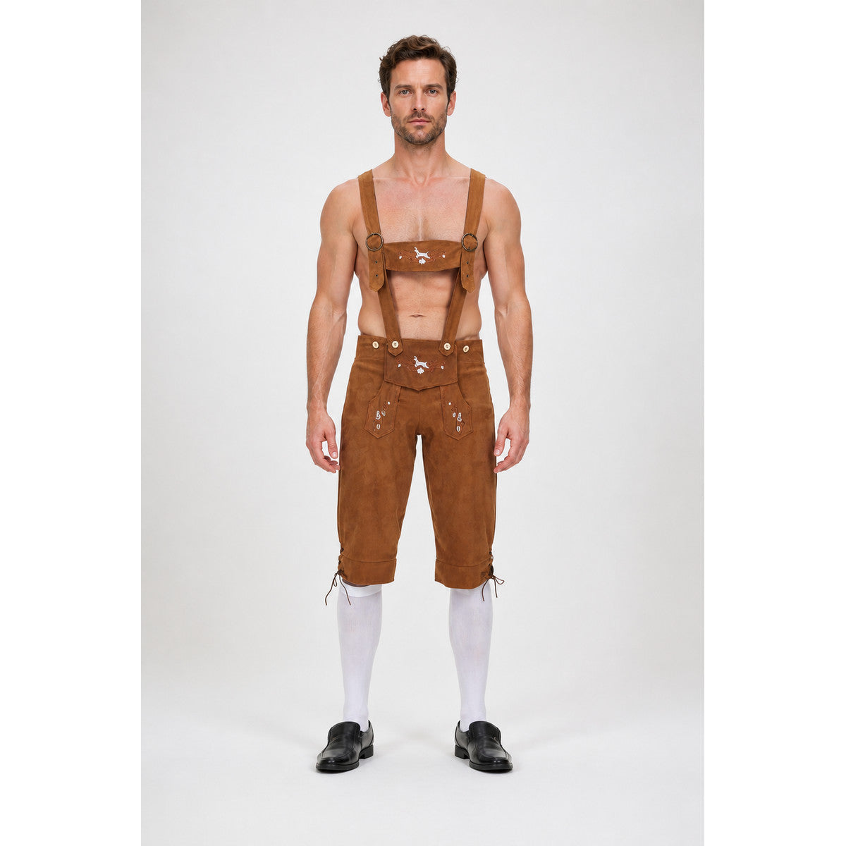 Bavarian-Style Embroidered Suspender Pants main product view