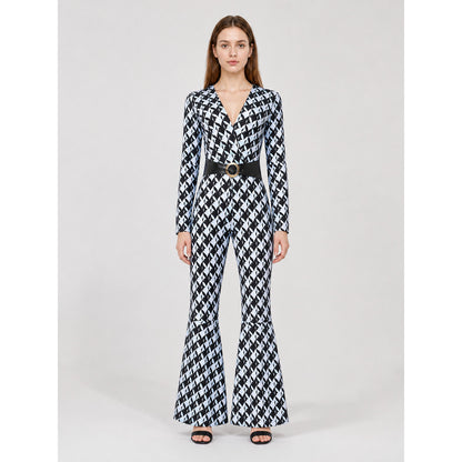 Retro Disco-Style Jumpsuit with Diamond Pattern