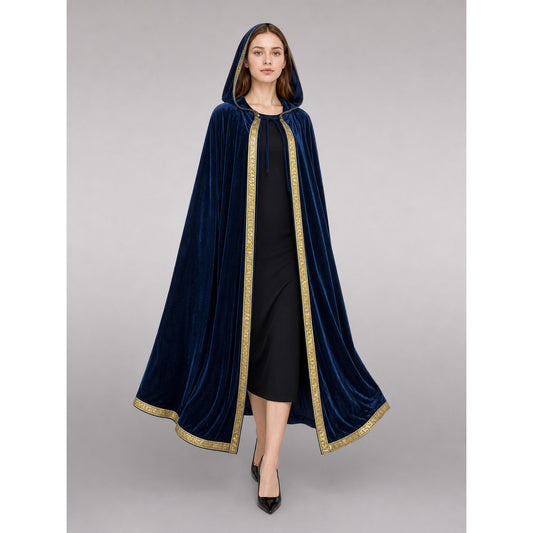 Dark Blue Hooded Carnival Cloak